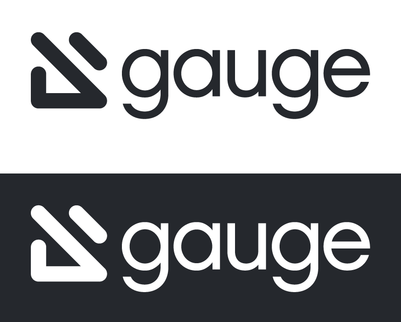 Gauge logo in black and white